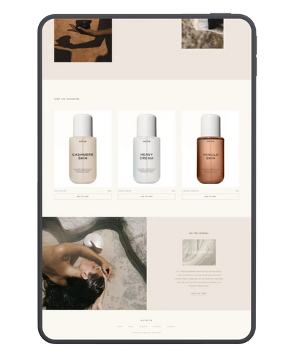 Aurélia Shopify theme product page and collection grid layout example