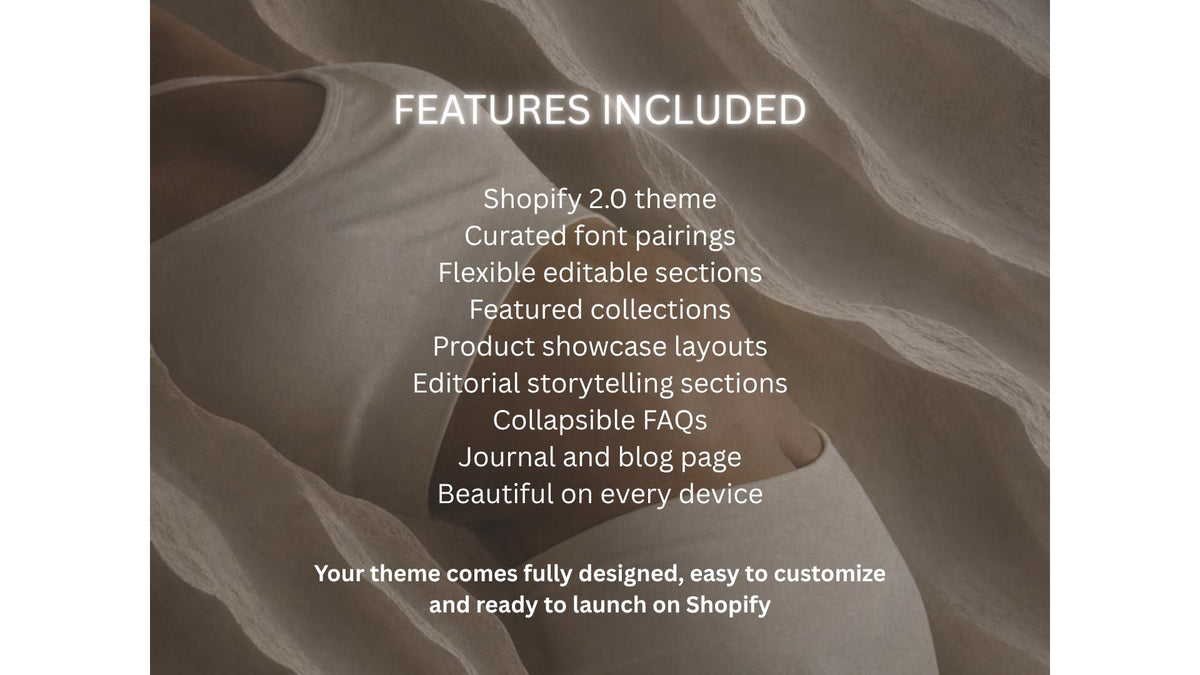 List of features included in the AURA Shopify theme