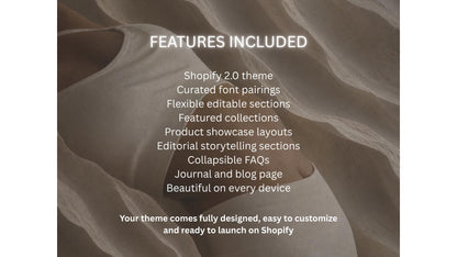 List of features included in the AURA Shopify theme