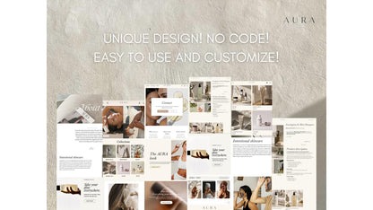 AURA editorial page layouts, designed to be easy to customize